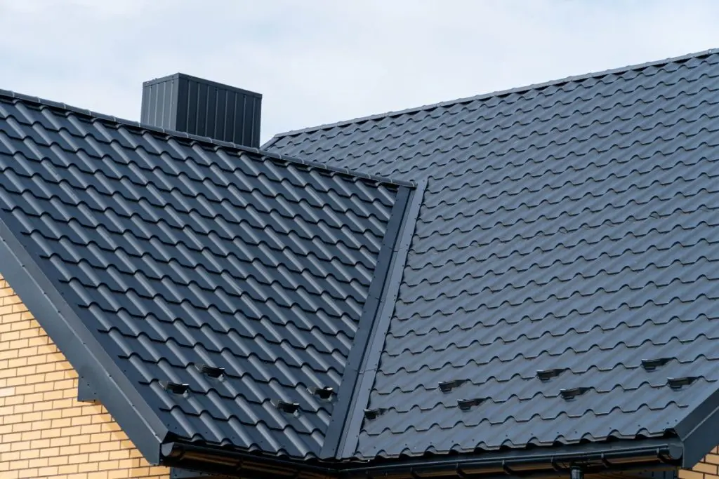 metal shingles roof big blue roof