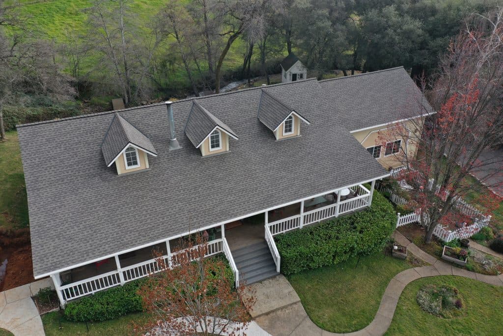 aerial view of shingles house