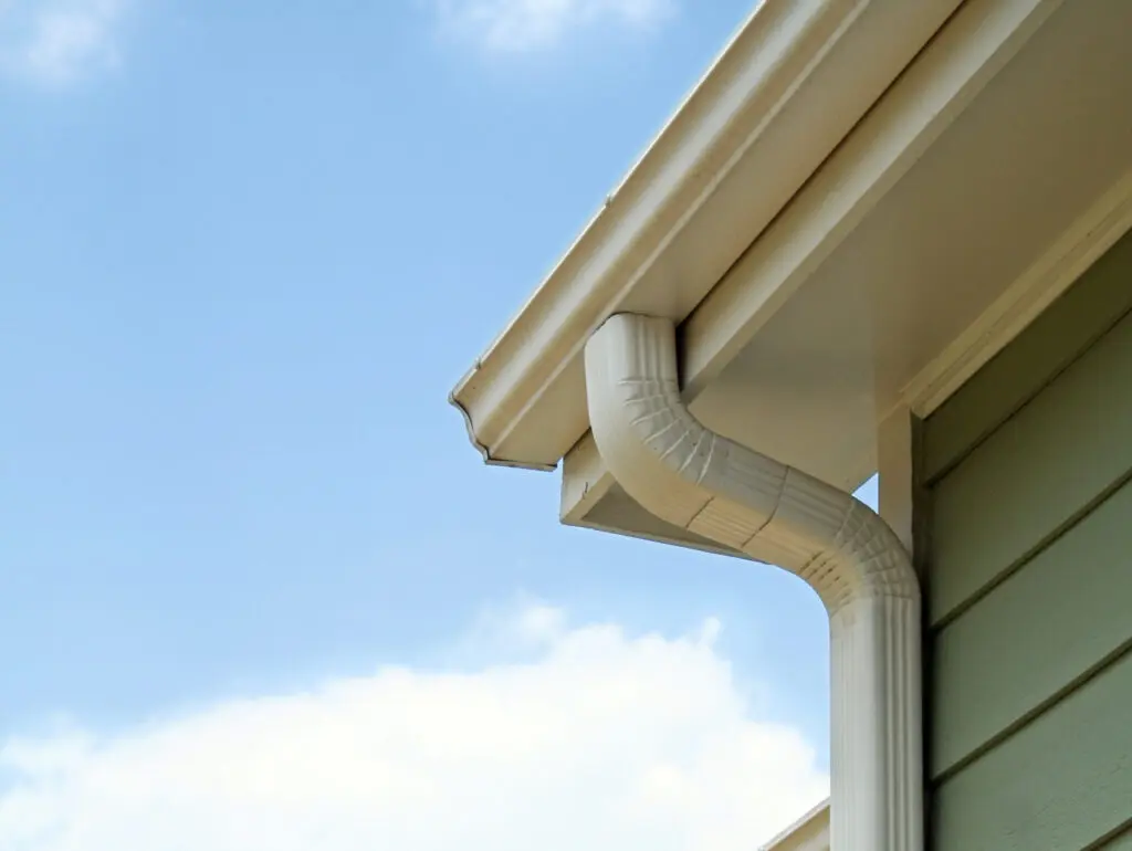 Rain gutters on a home