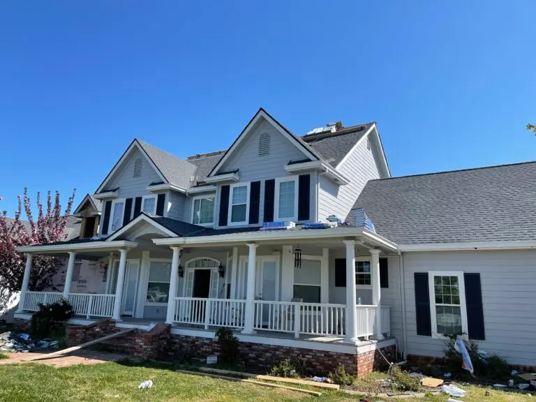 A large residential house with a newly installed roof