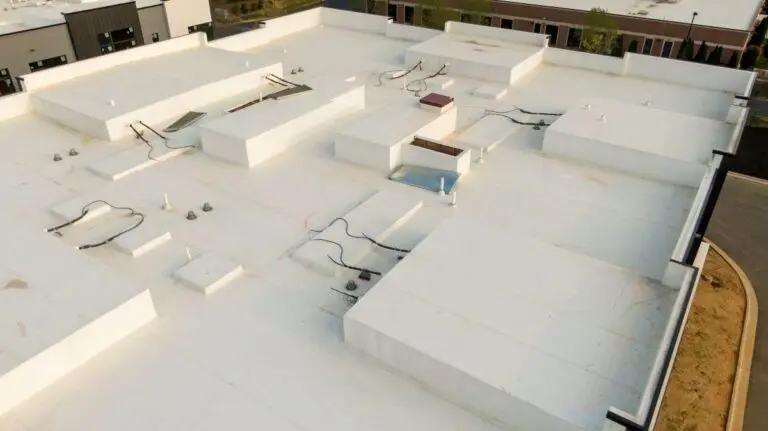 what is tpo roofing aerial view of big commercial building