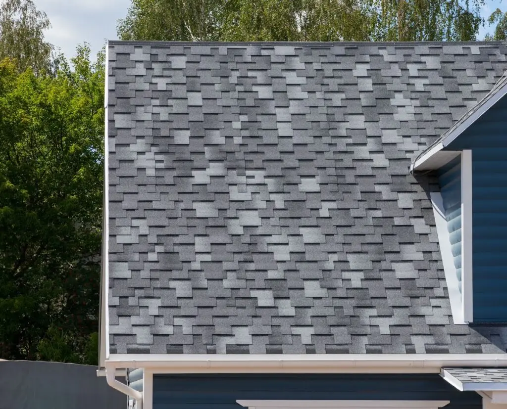 The-roof-of-the-house-lined-with-gray-bitumen-shingles