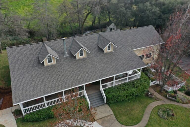 A large house with a new roof