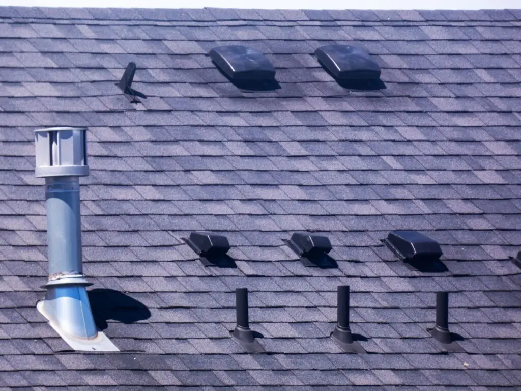 Vents and tiles on a roof
