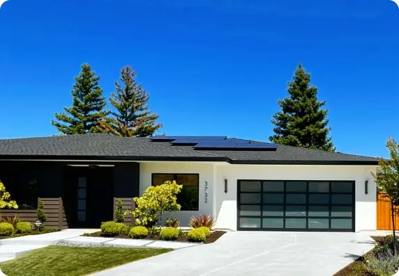 House front view of solar roof