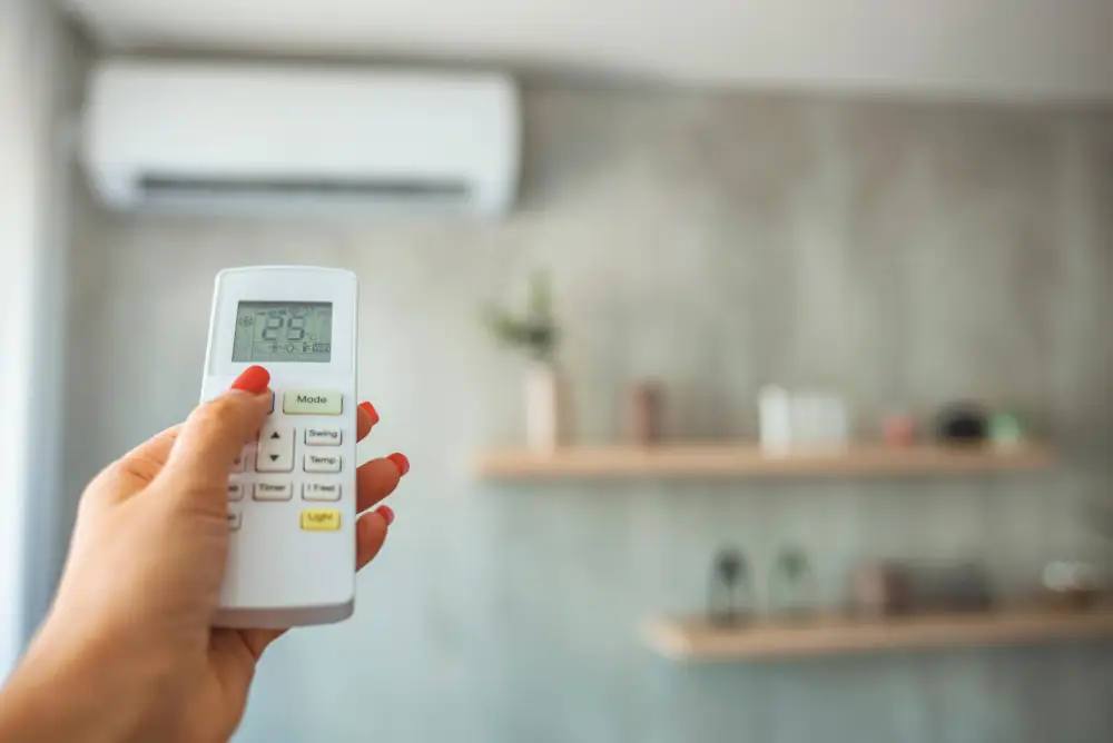 Cooling Down, Greening Up: Eco-Friendly Air Conditioning Options for the Modern Home - Woman holding an AC remote