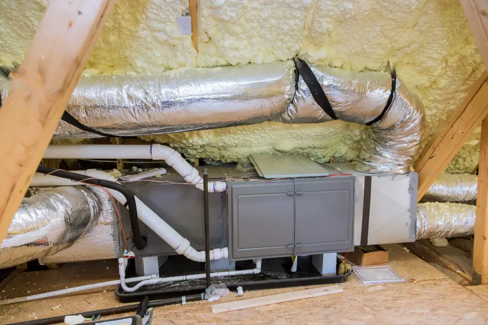Top Furnace Choices For Aledo Homeowners: Selection Tips Included - Picture of a newly installed furnace in the attic.