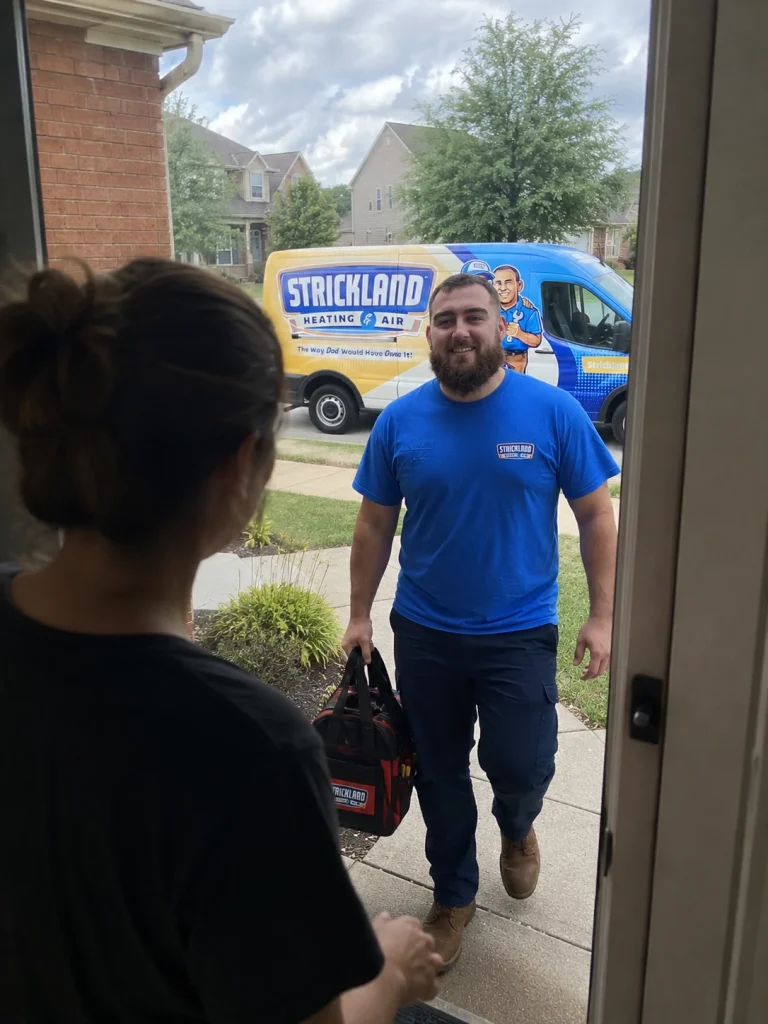 Strichland worker arriving at clients house