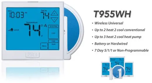 Pro1 T955WH wireless programmable thermostat for HVAC control