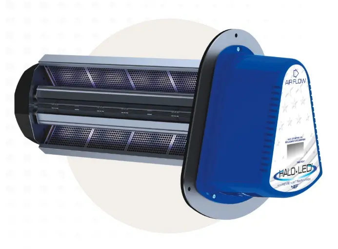 Halo LED air sanitizer system for whole-home air quality improvement