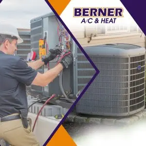 HVAC technician inspecting failed AC unit