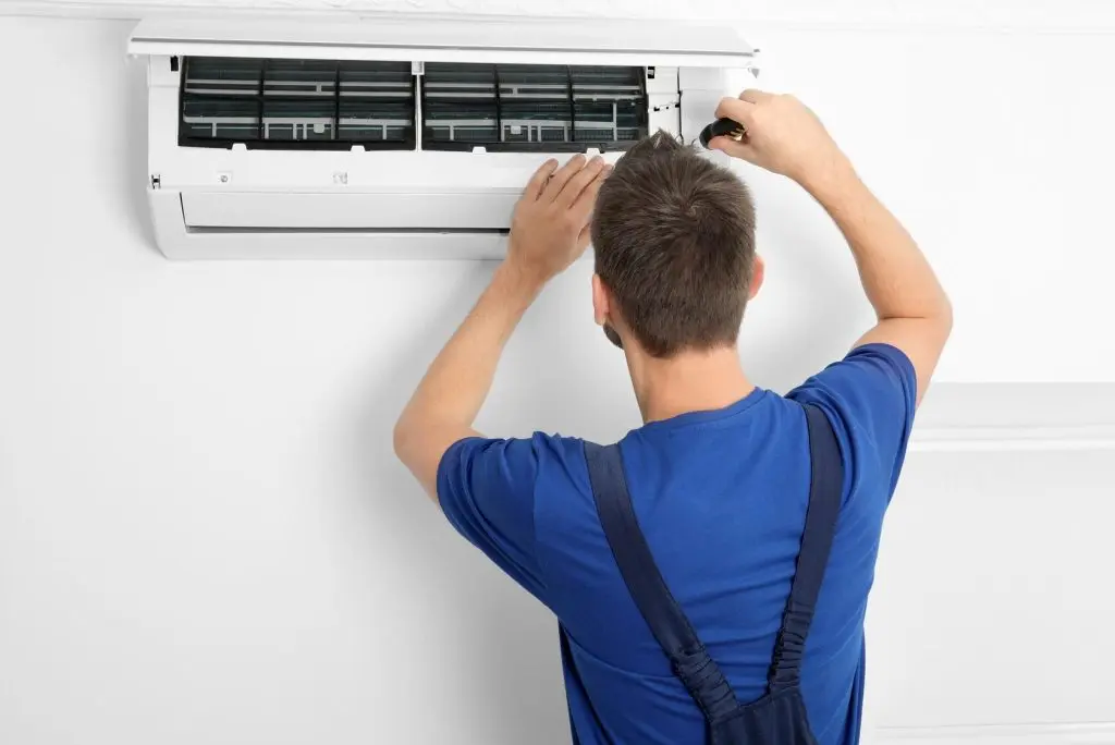 HVAC ductless system installation in residential home by certified technician