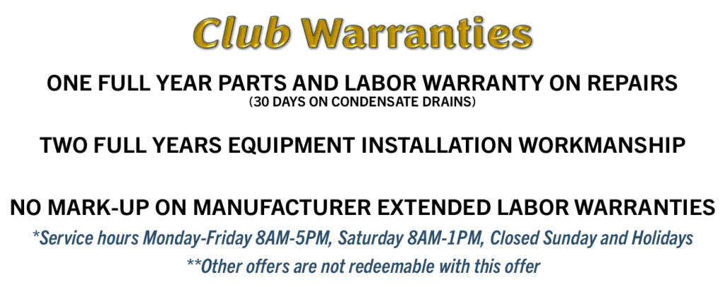 Berner A/C & Heat Loyalty Club HVAC warranty benefits web page graphic