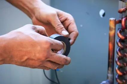 Technicians were repairing air-conditioning