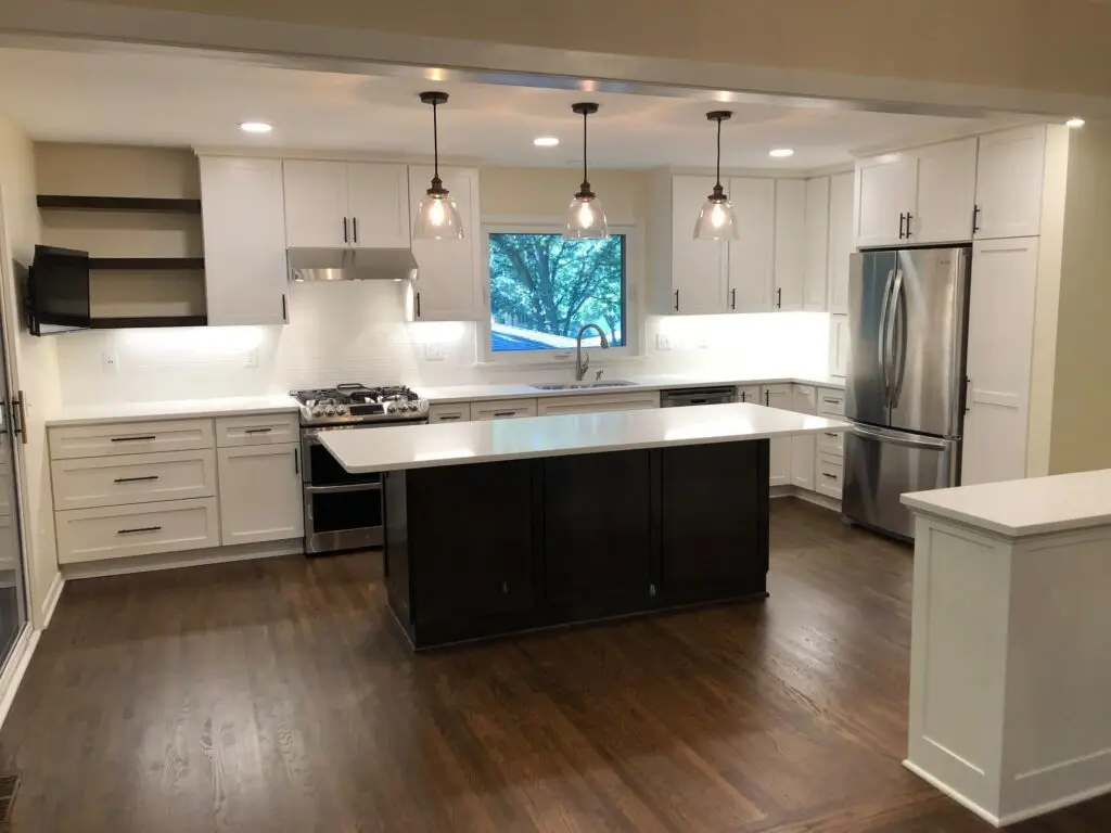 Newly remodeled kitchen with a large kitchen island