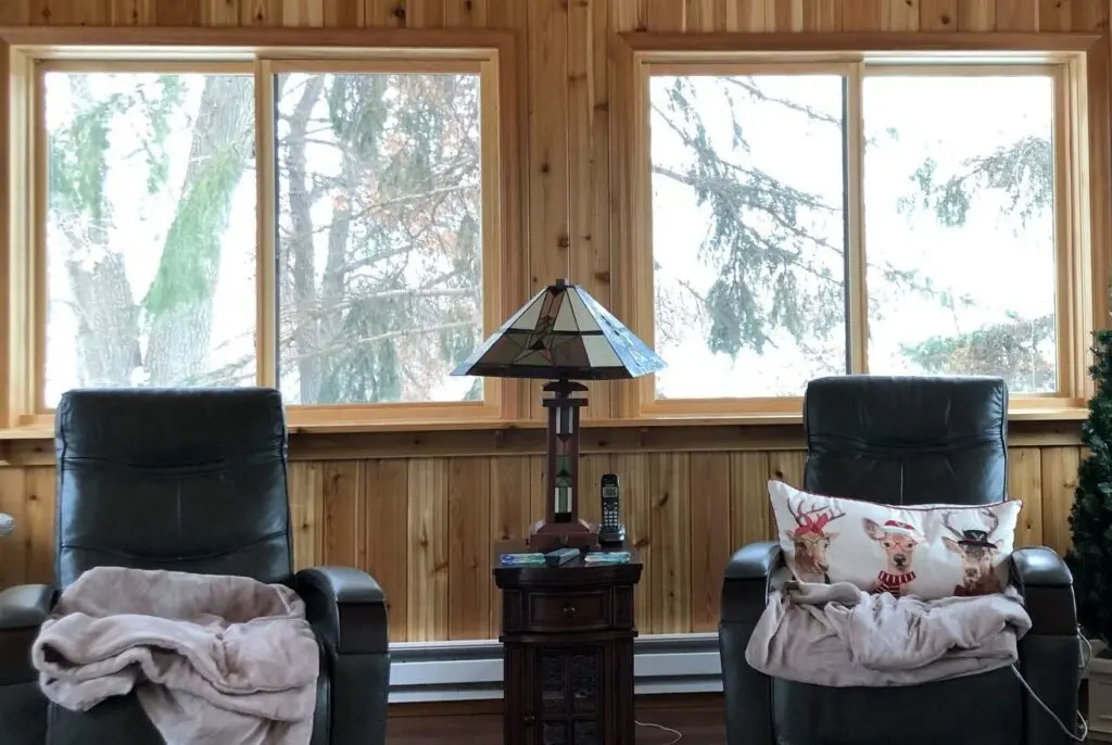 New windows behind two armchairs