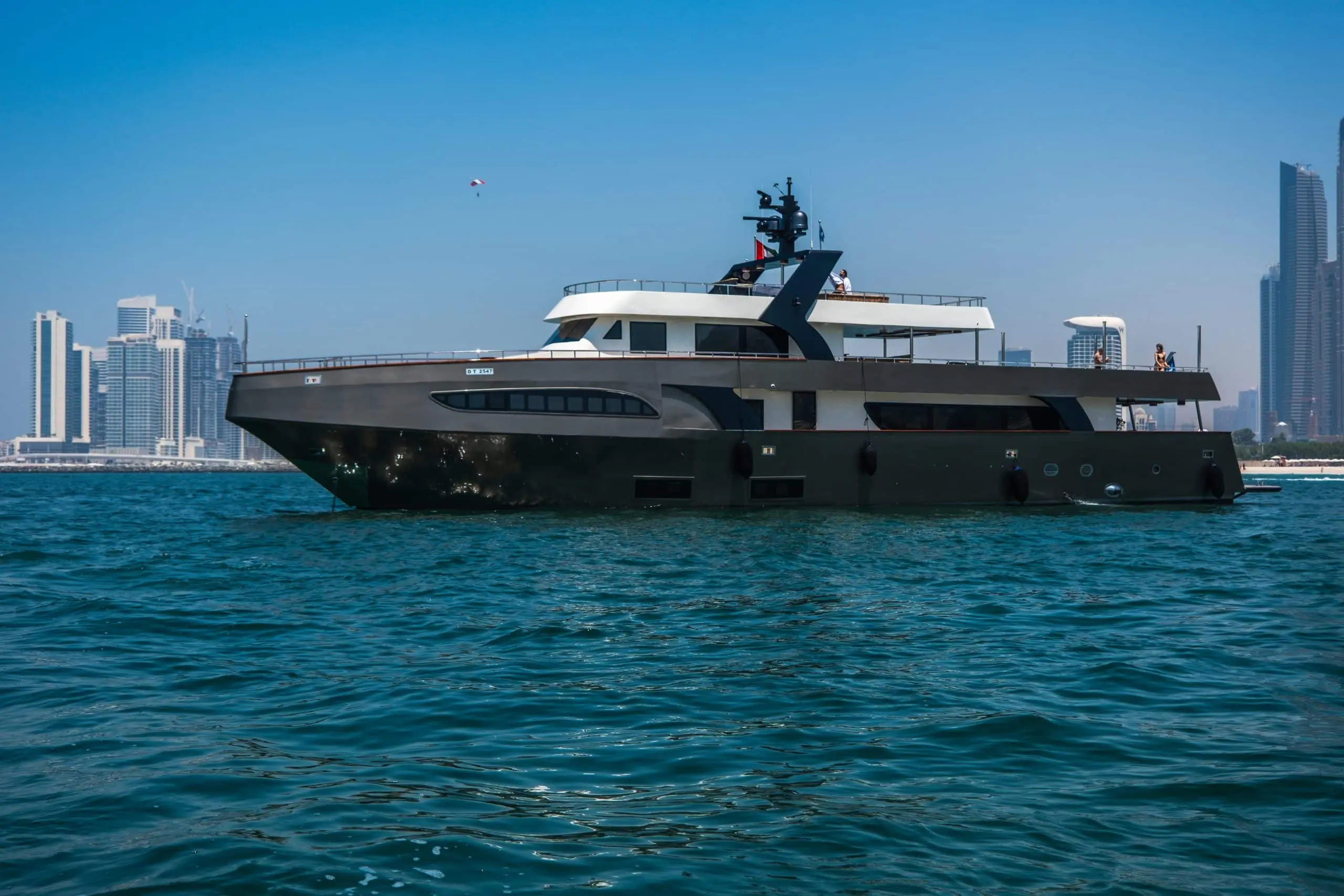 Spacious entertainment deck on Sapphire 150 Yacht Dubai