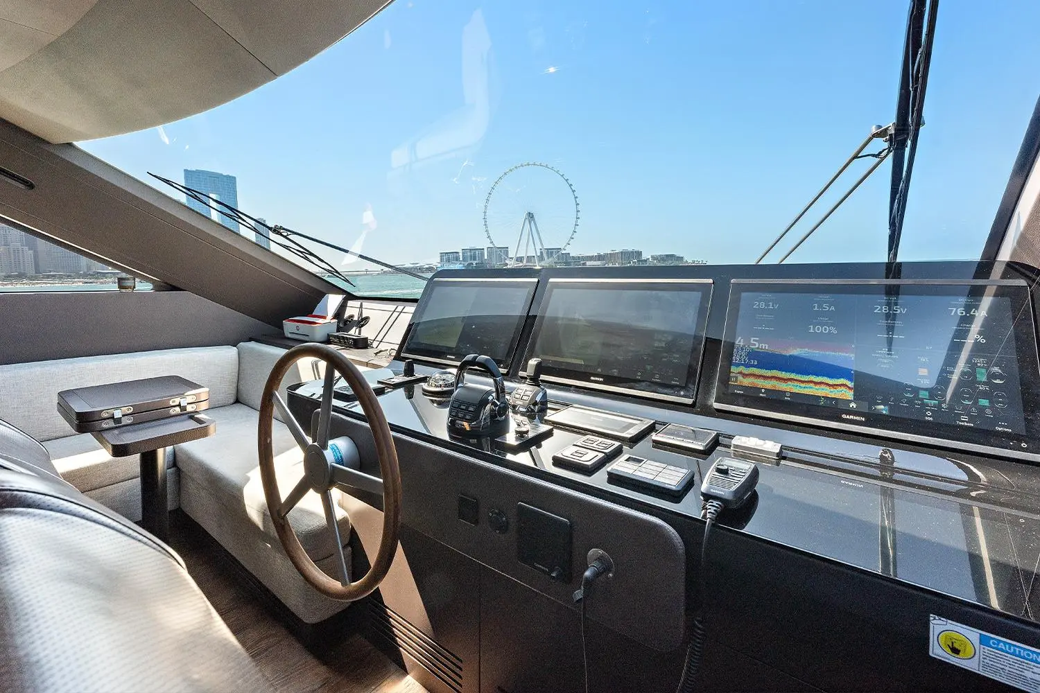 Cranchi Settantotto 78 lower helm with Garmin glass cockpit screens