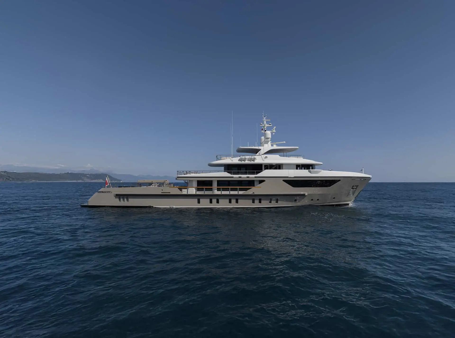 Sanlorenzo 500Exp explorer yacht exterior profile view at sea