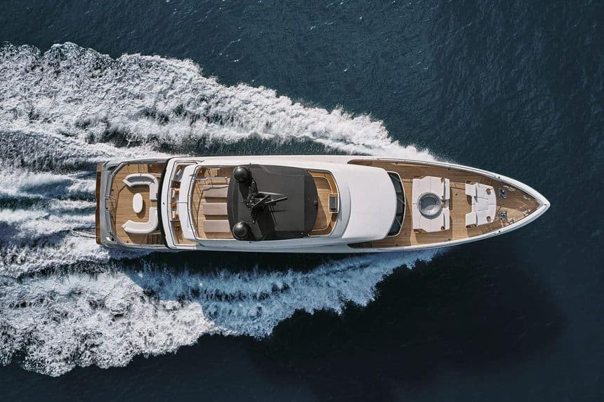 Grande Trideck aerial view of her decks, shipyard photo