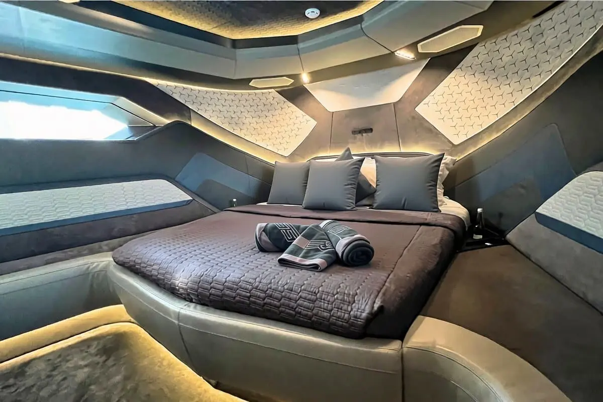 Tecnomar Lamborghini 63 master cabin with large double berth