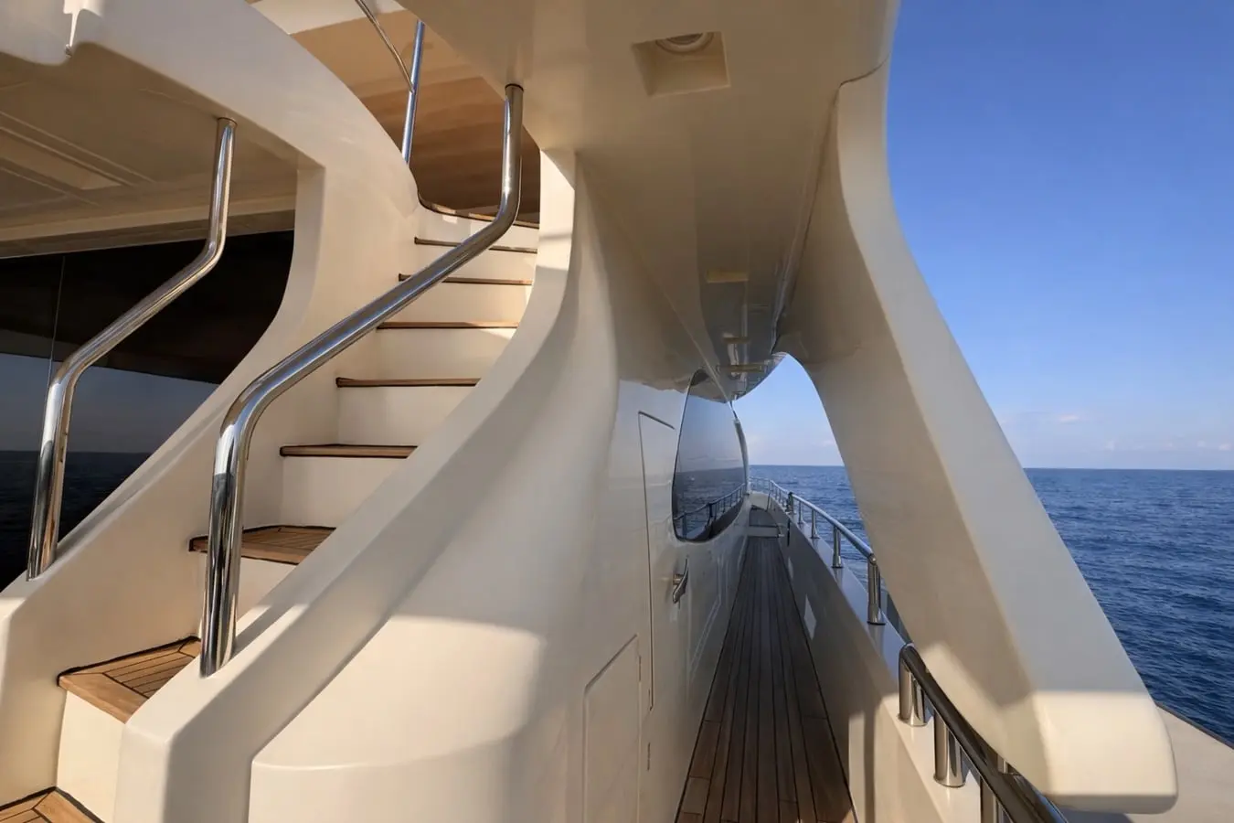 Azimut 88 side deck and flybridge staircase in stainless