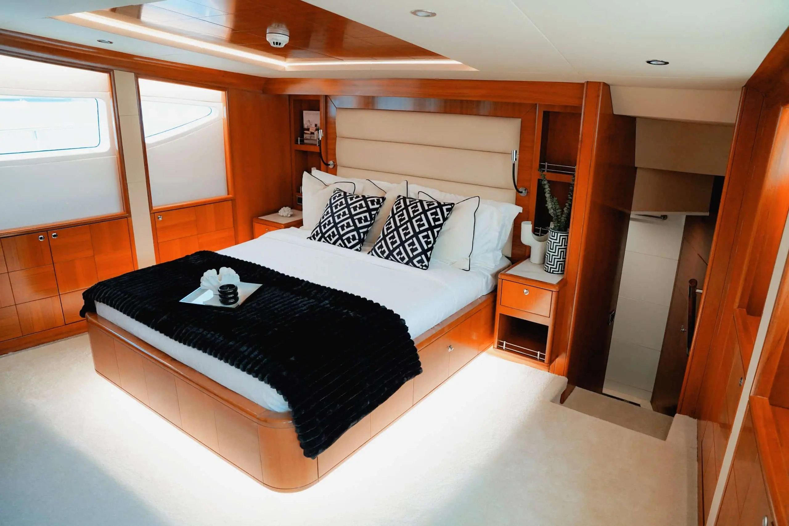 Luxury yacht master cabin interior in Dubai