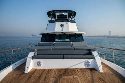 Front deck lounge area of the Zenith 64 yacht