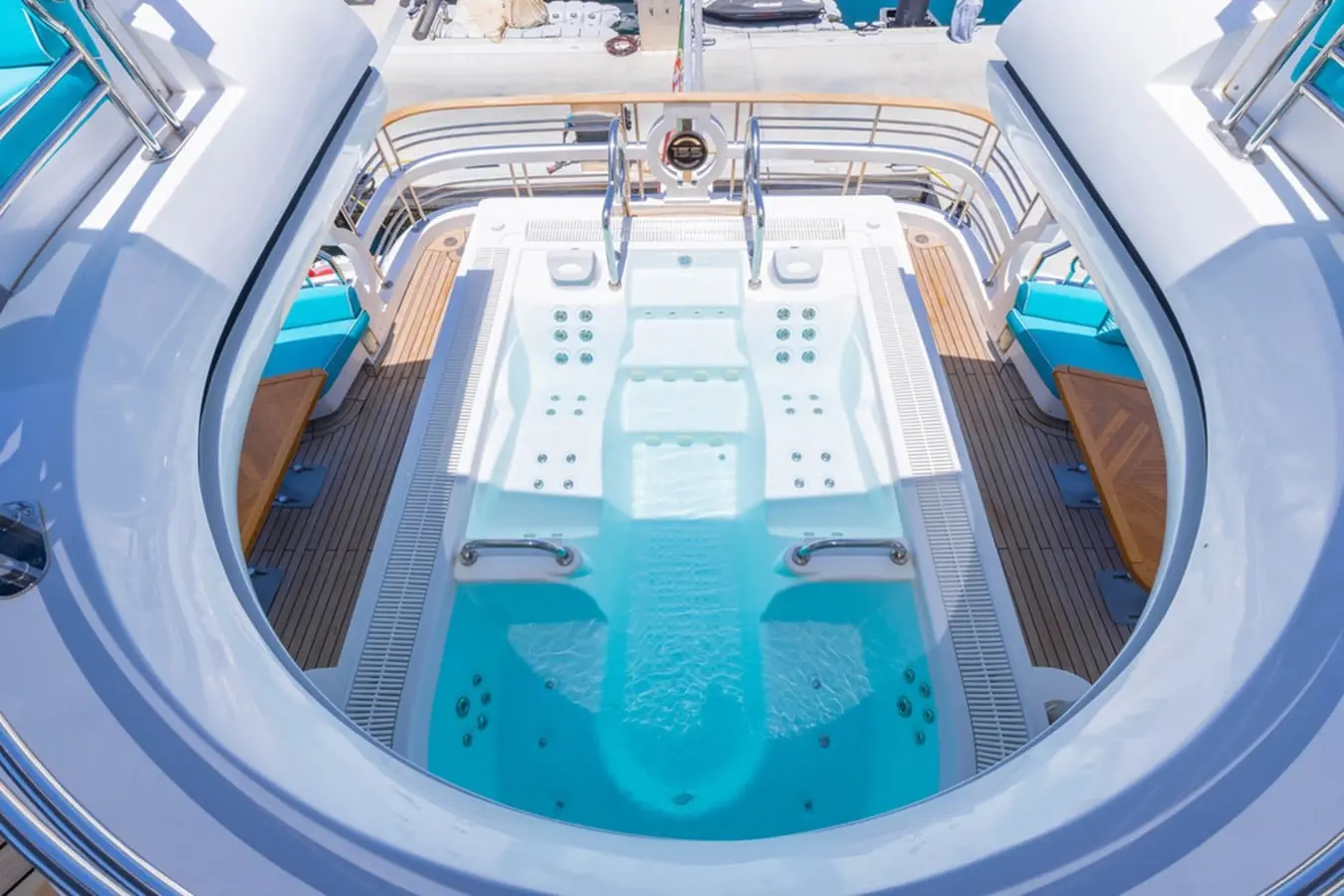 Majesty 155 jacuzzi seen from the deck above, broker photo