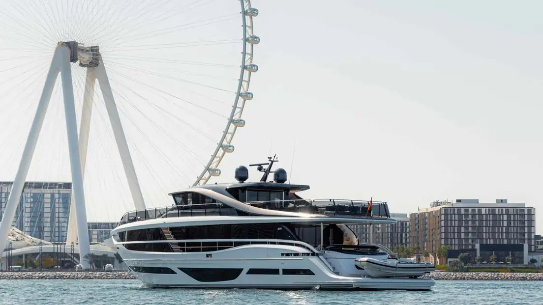 Princess X95 side view on the water off Ain Dubai