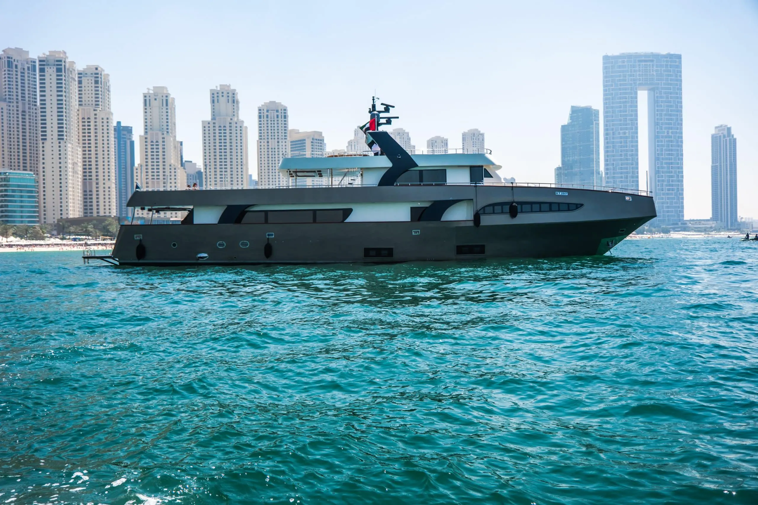 Open upper deck space on Sapphire 150 Yacht Dubai Marina