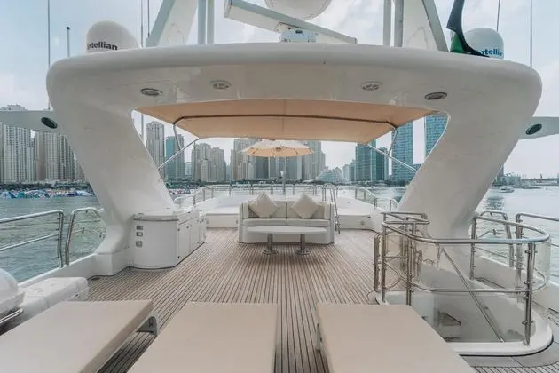 Benetti 30m flybridge lounge and sun awning, broker photo