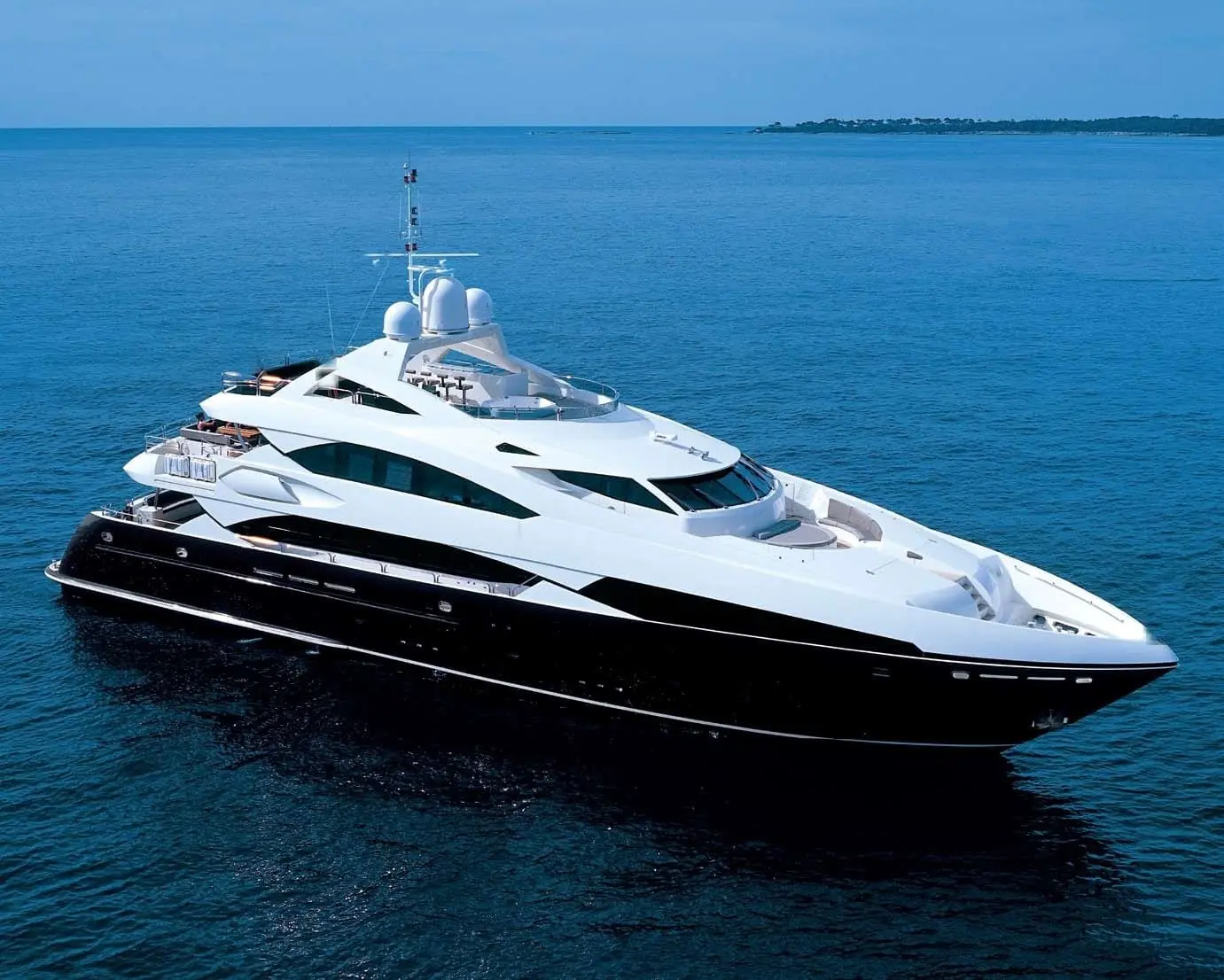 Sunseeker 37M shipyard photo, high bow-quarter aerial at sea