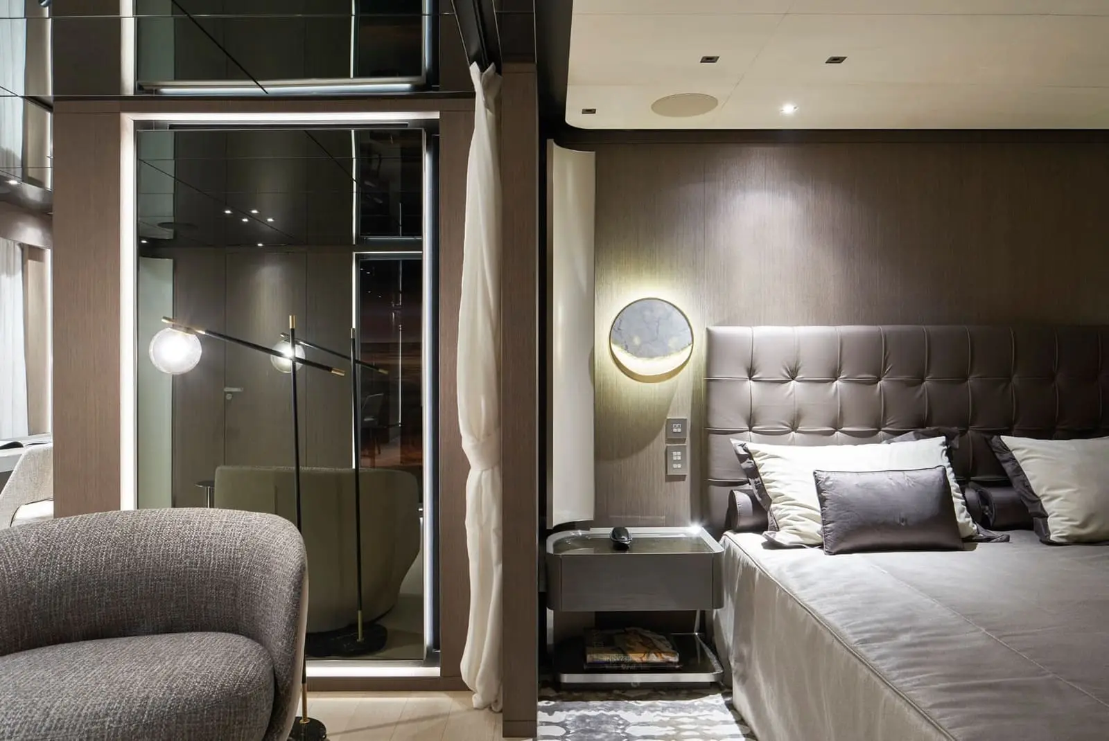 Tankoa S501 guest cabin with soft lighting, shipyard photo