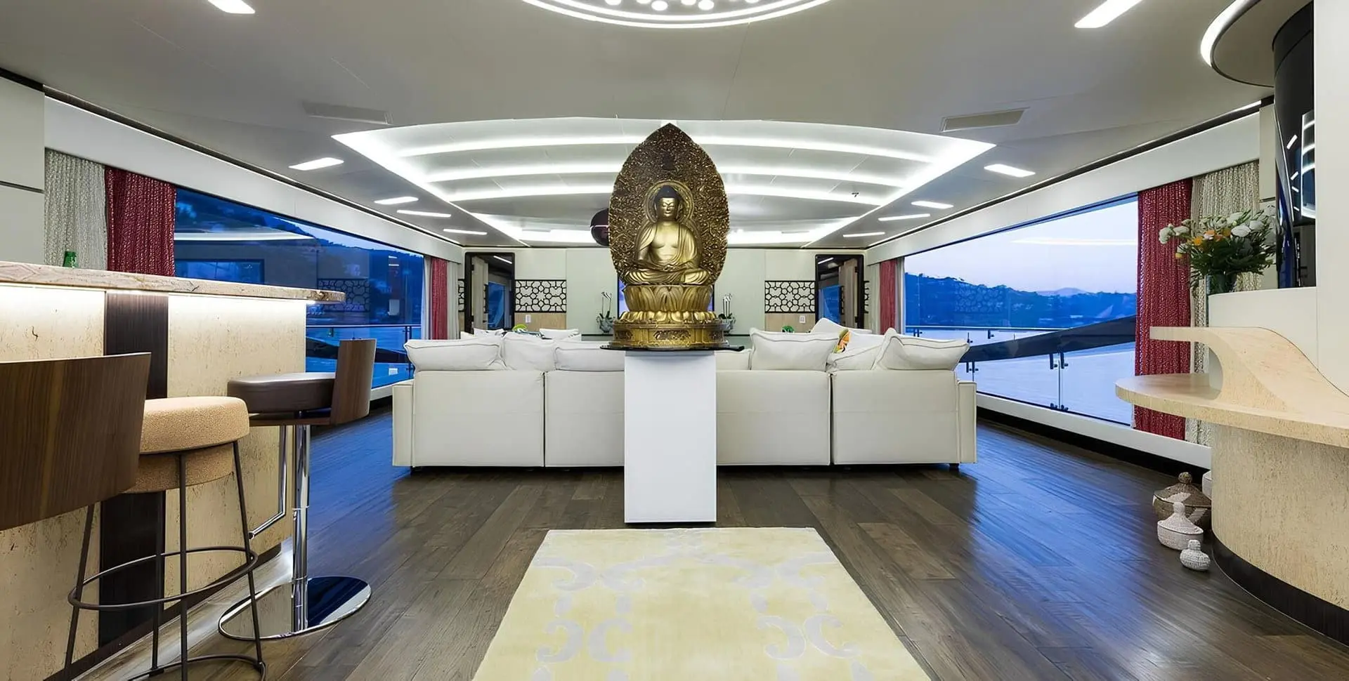 SuperSport 48 sky lounge seating with panoramic sea views