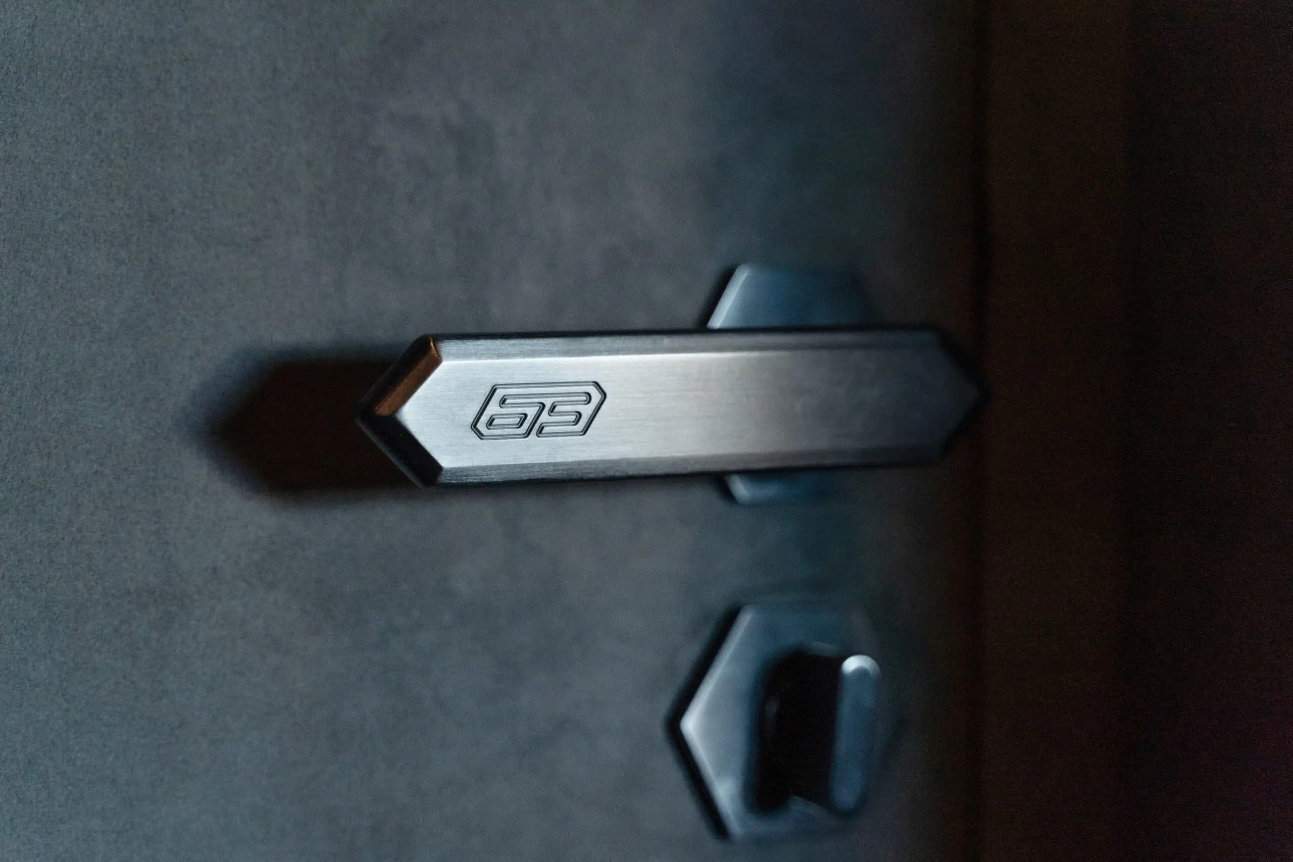 Tecnomar Lamborghini 63 door pull with 63 emblem, shipyard photo