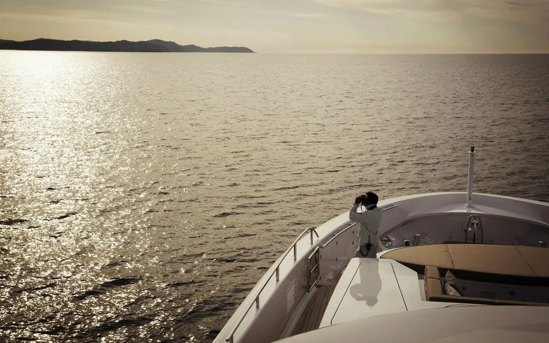 Bow deck view at sunset from Sofiya 153 yacht