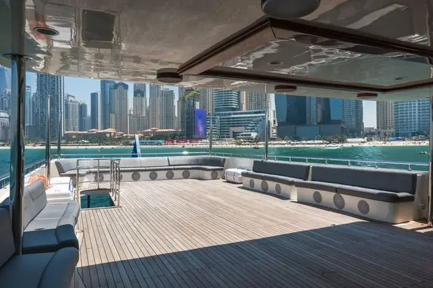 Open rear deck space on Sapphire 150 Yacht Dubai Marina