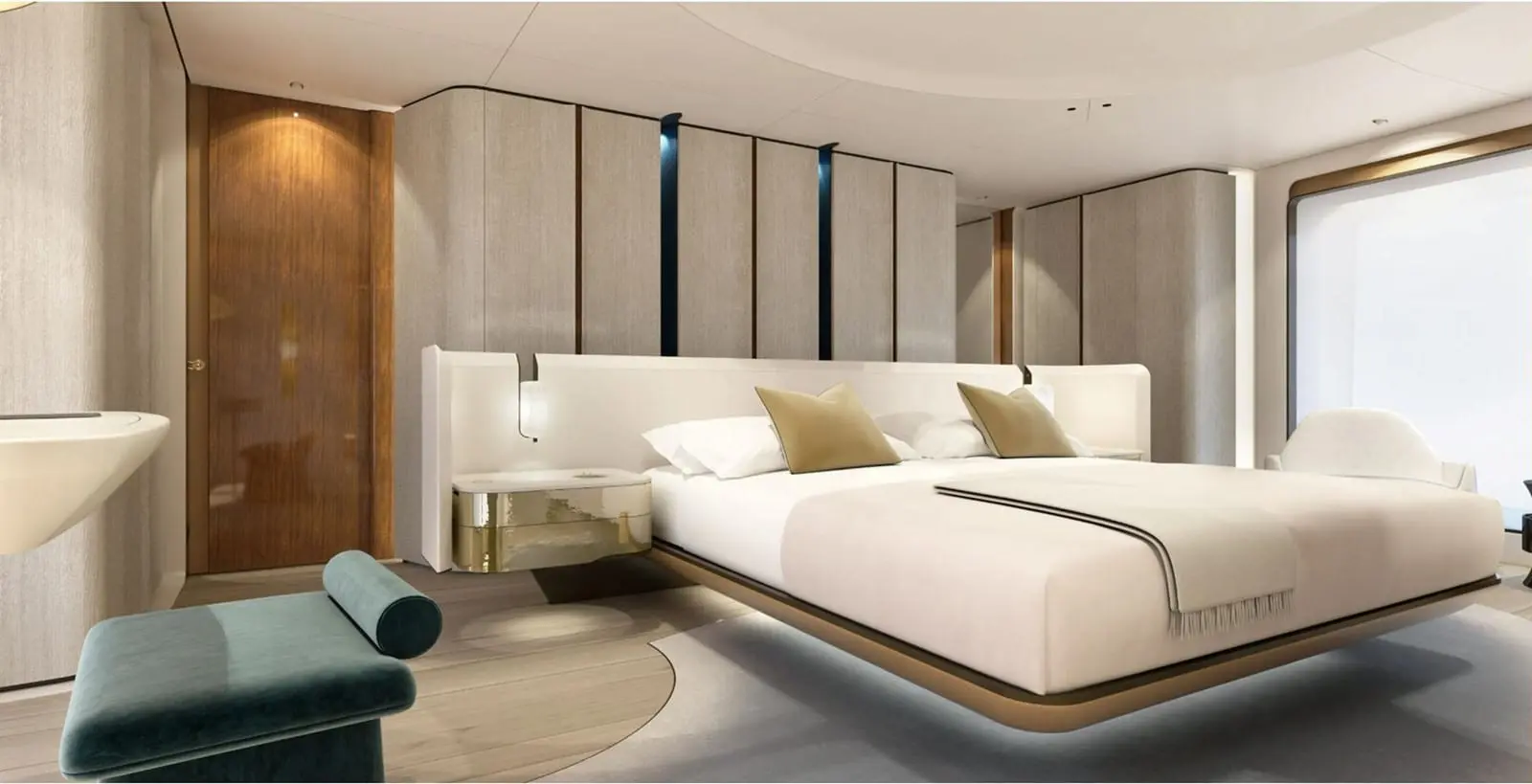 Azimut Grande 36M owner suite with double berth, shipyard rendering
