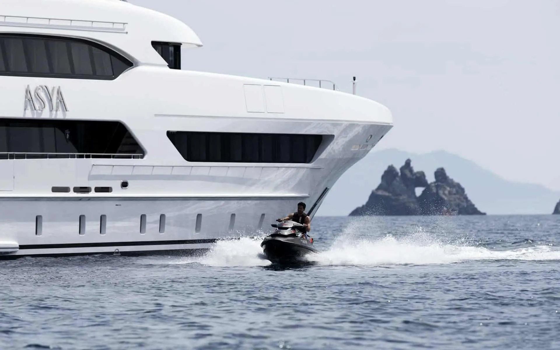 Jet ski riding near Sofiya 153 luxury yacht in Dubai