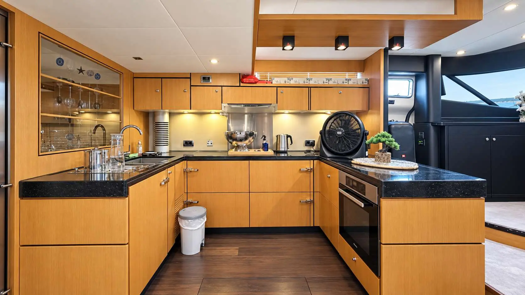 Empress 80 fully equipped galley with oven and sink