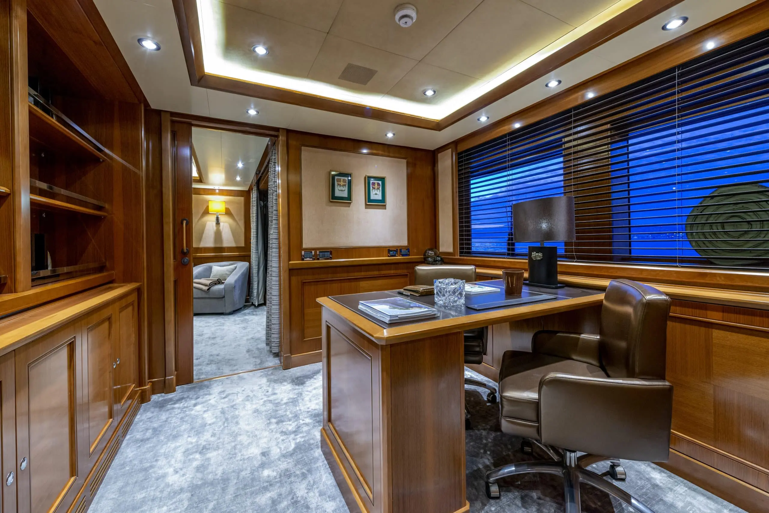 Private office and workspace inside MILA 141 superyacht