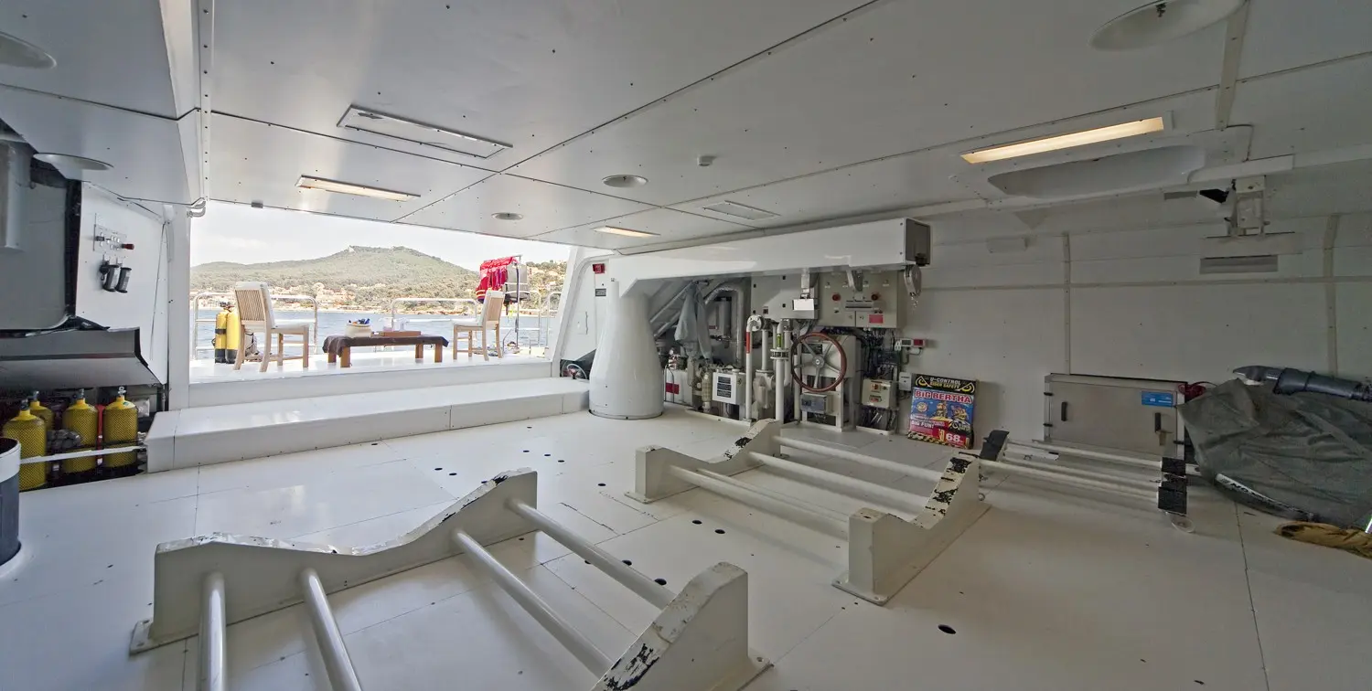 Athena 170 yacht crew and technical operations area below deck