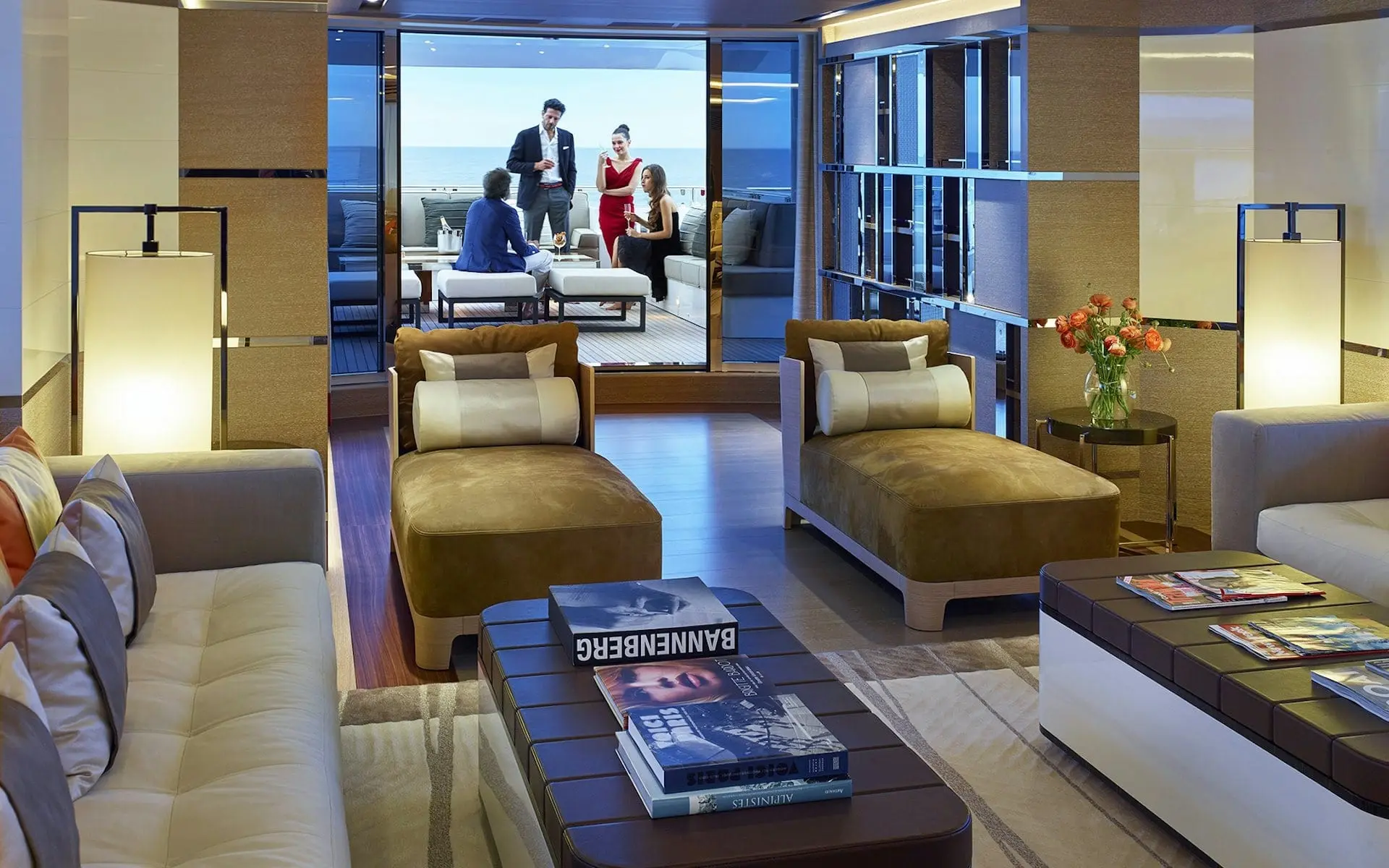 Luxury yacht interior seating lounge on Sofiya 153