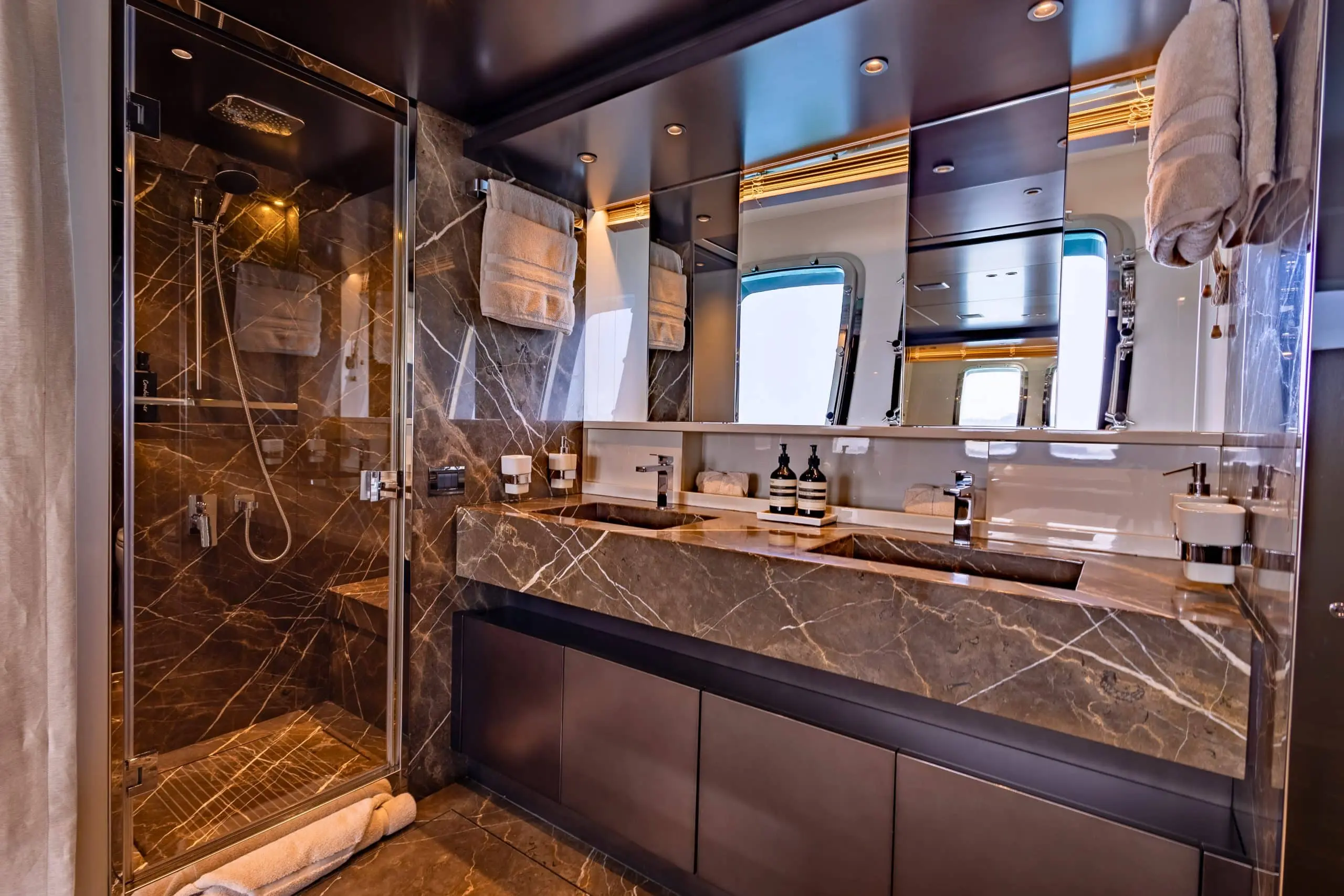 SanLorenzo SX88 bathroom in dark marble with walk-in shower