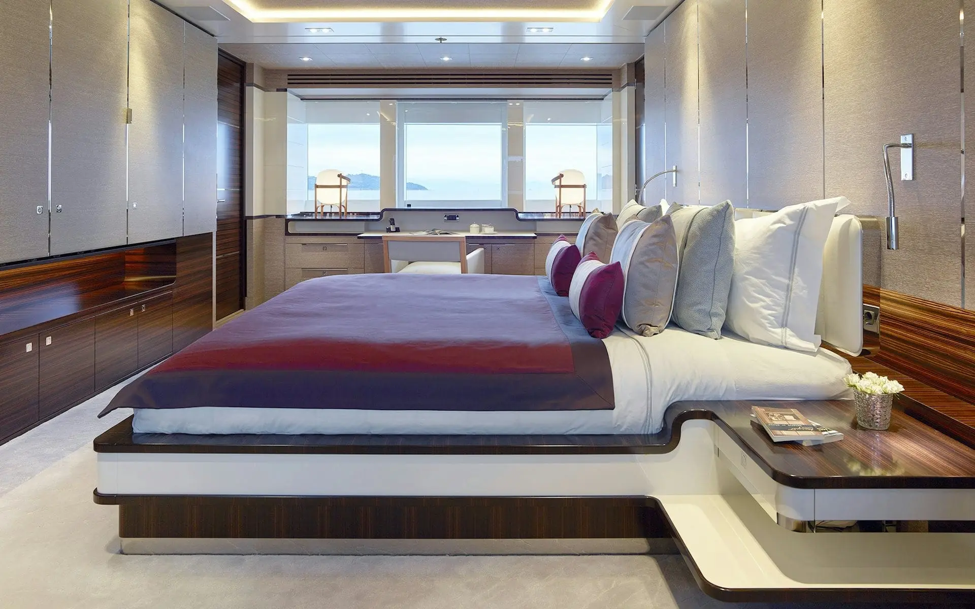 Luxury master bedroom cabin on Sofiya 153 yacht