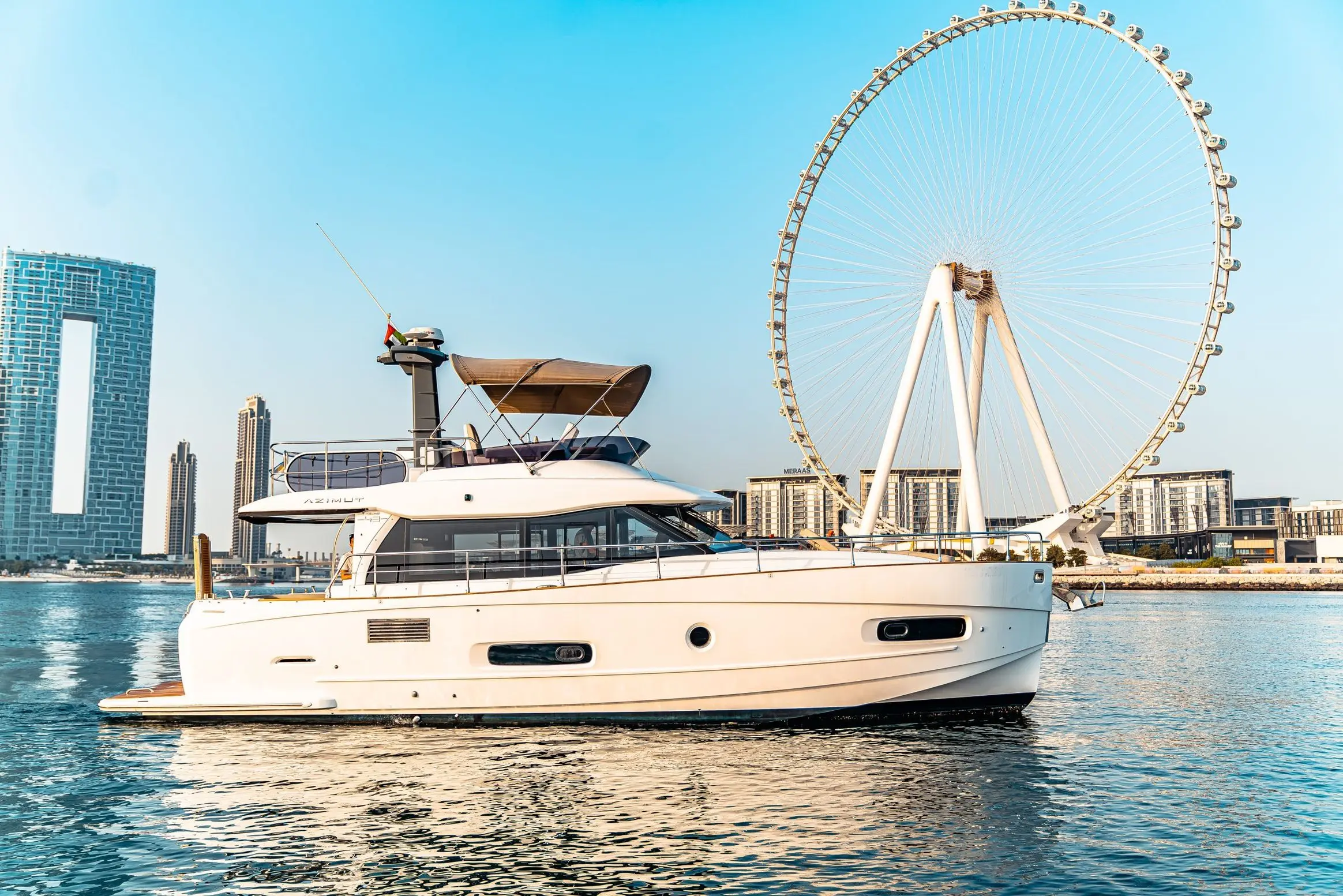 Azimut 50 Migueria yacht side profile at marina