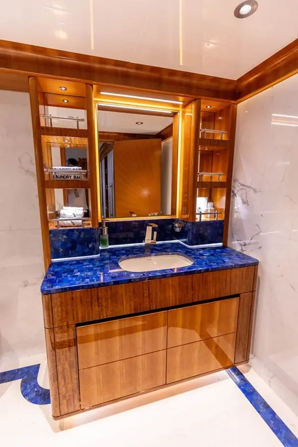 Majesty 155 guest bathroom with lapis lazuli vanity, broker photo