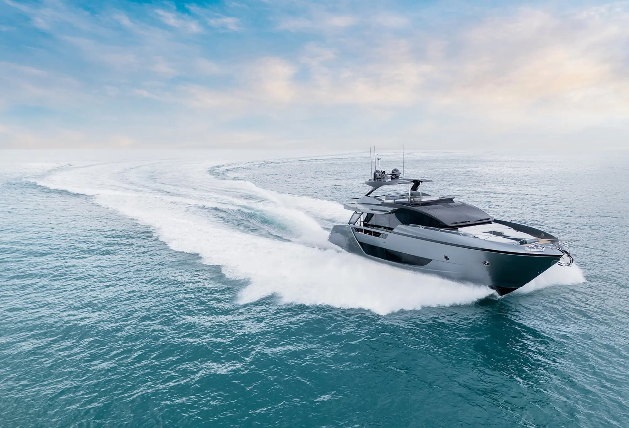 Riva 82 luxury yacht cruising at high speed on open sea