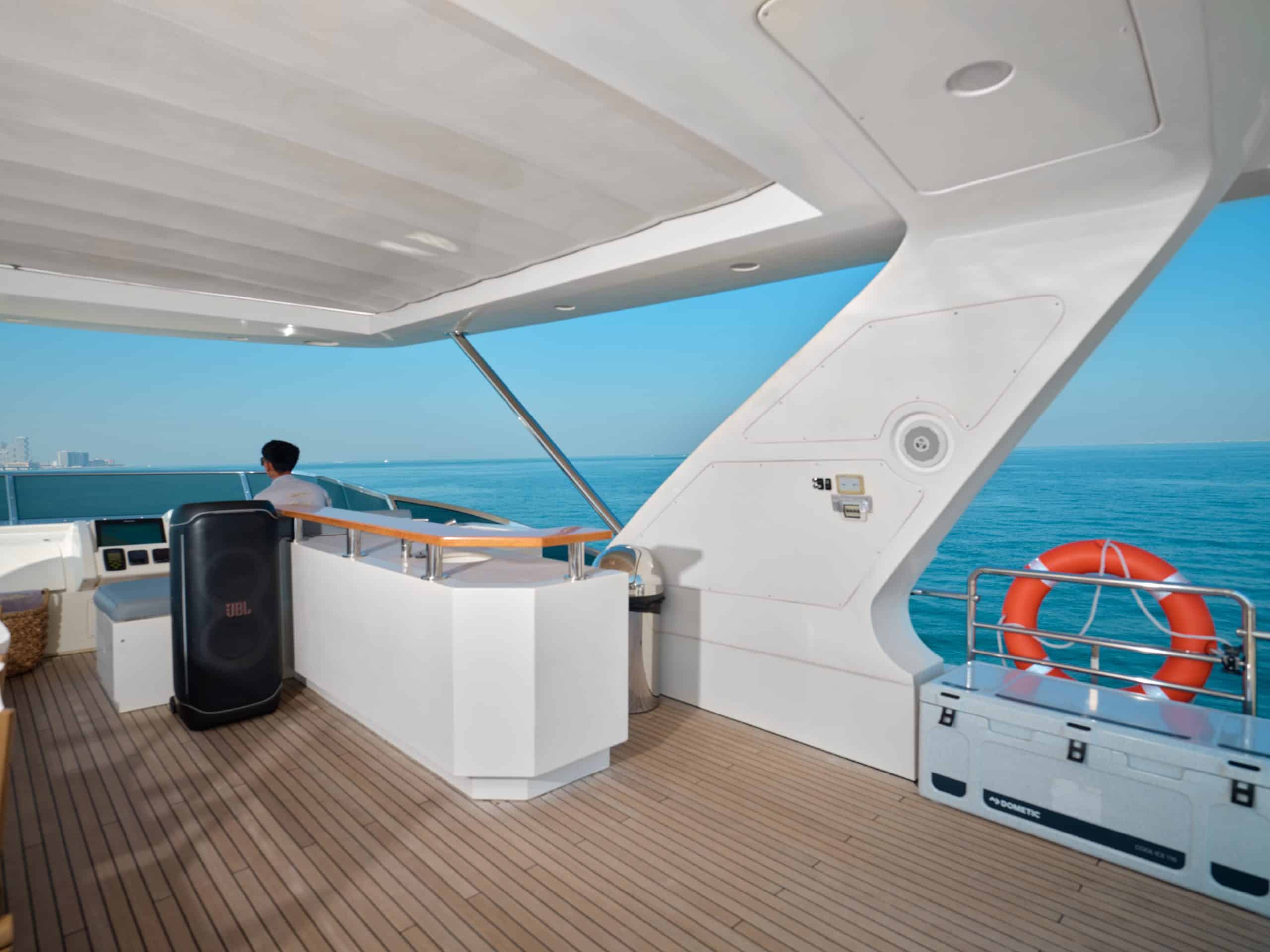 Azimut 88 yacht bar area with stainless finishes